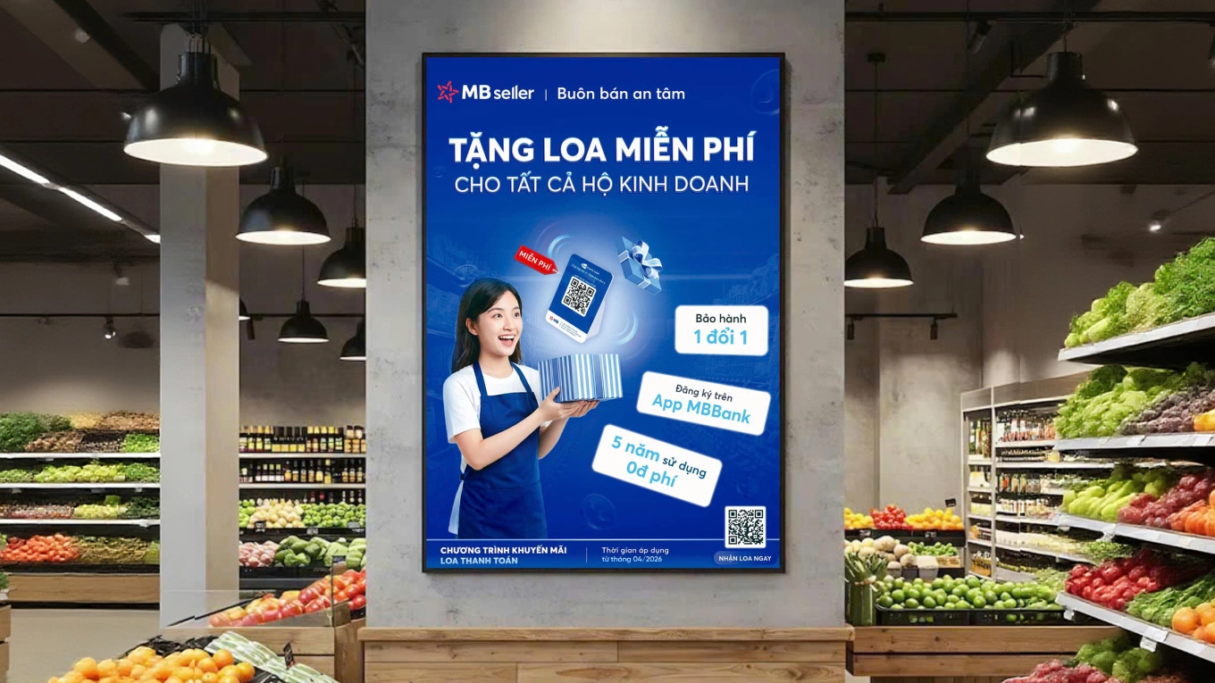MB tặng loa thanh toán, miễn phí 5 năm cho hộ kinh doanh